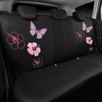 CAR PASS Universal Cloth Butterfly Car Seat Covers Full Set, Embroidered Flower Waterproof Car Floor Mats Carpet, Butterflies