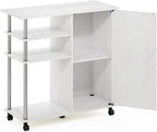 Furinno Helena Multipurpose Storage Cabinet/Shelves,Printer Stand with Lockable Wheels, Stainless Steel Tubes, White Oak/Chro