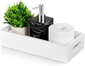 ALELION White Bathroom Basket - Wooden Toilet Tank Paper Basket with Handle for Organizing - Back of Toilet Storage Organizer