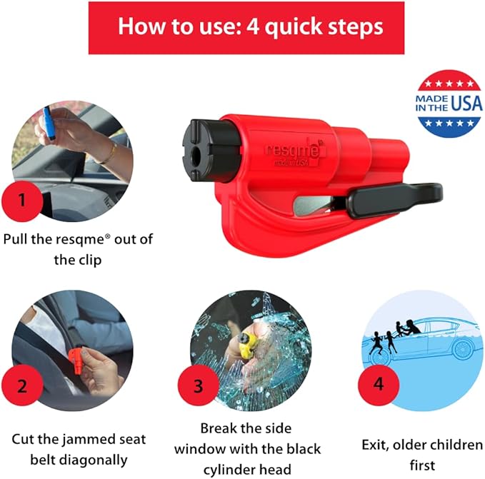 Resqme Accessory Pack The Original Emergency Keychain Car Escape Tool, 2-in-1 Seatbelt Cutter and Window Breaker, Made in USA