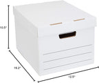 Amazon Basics Medium Duty Storage/Filing Boxes with Lid and Handles, Legal/Letter Size, 12-Pack, White, 16.2" L x 12.5" W x 1