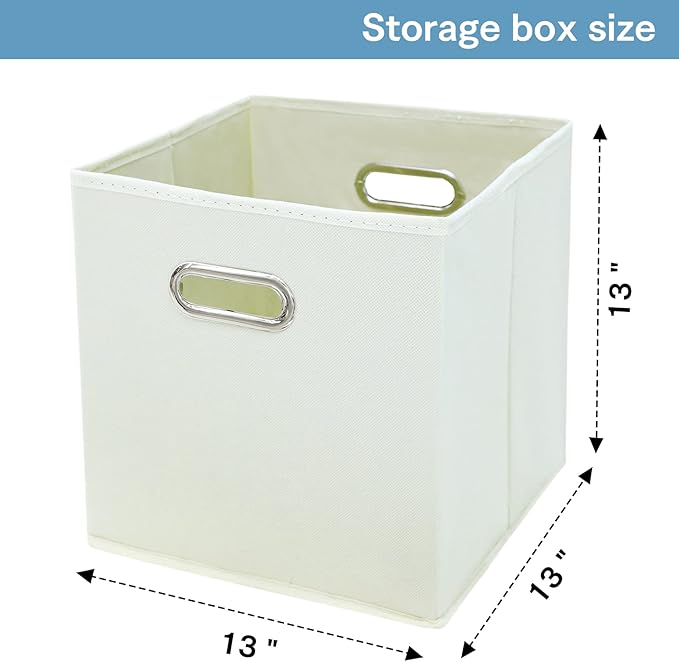 Black Fabric Cubby Storage Bins,13x13x13 Inches,Cube Organizer Bin Foldable Storage Boxes with Dual Handles Fabric Organizer 
