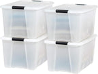 IRIS USA 72 QT Plastic Storage Box with Lid and Latches - 8 Pack - BPA-Free, Discreet Organizing Solution, Durable Nestable S