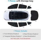 Wigoo 2026 Upgrade Tesla Model Y Side Window Sunshade [Ice-Crystal Cool, Suction No-Fall] Sun Block for Baby & Camping & Privacy Napping, 7PCS No Front Windshield for Model Y 2020-2024 Exclude Juniper