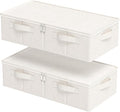 Underbed Storage Container, Foldable Under Bed Bins, Wardrobe Organisers with Lid for Organizing Clothes, Sheets, Blankets, C