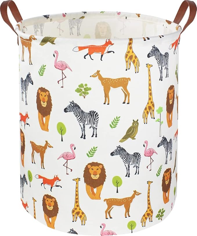 CLOCOR Kids Laundry Basket,Nursery Baby Hamper,Toy Storage Bin with handles for Boys and Girls,Safari Room Decor,Waterproof S
