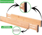 Adjustable Bamboo Drawer Dividers – SMALL SIZE, Expandable 12–16 inch – Spring Loaded Drawer Organizer for Kitchen, Dresser, 