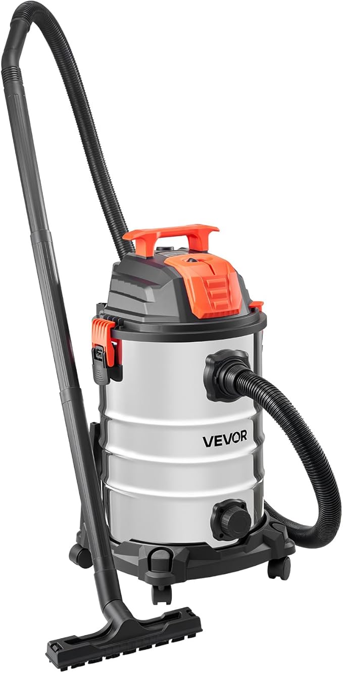 VEVOR Shop Vac, 8 Gallon Wet Dry Shop Vacuum, 6 Peak HP with One-Button Self-Cleaning, Dual-Filter, 900W Input Power, 1.25in 