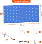 TORACK Metal Pegboard Wall Organizer 24" x 24" or 12" x 48", 70 PCS Tools Storage Pegboard for Garage Tool Organizer Pegboard