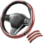 Carbon Fiber Steering Wheel Cover 3PCS, Non-Slip Grip for Universal Cars,Fit for 14–16 Inch Wheels, Interior Accessories for 