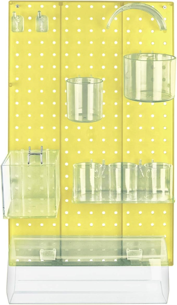 Azar Displays 900940-YEL The DIY Multi-Purpose 10-Piece Pegboard Wall Organizer Kit with One Panel and Accessory Assortment: 