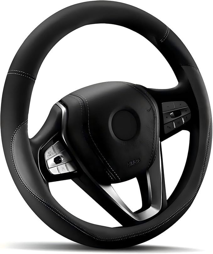 HOTOR Car Steering Wheel Cover - Universal Car Accessory for Diverse Cars, Leather Cover with Anti-Slip Lining, for Steering 