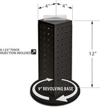 Azar 700220-BLK Pegboard 4-Sided Revolving Counter Display, Black Solid Color
