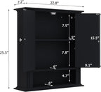 Bathroom Cabinet Wall Mounted| Over the Toilet Storage Cabinet with 2 Doors & Adjustable Shelf, Hanging Wall Cabinet, Upper C