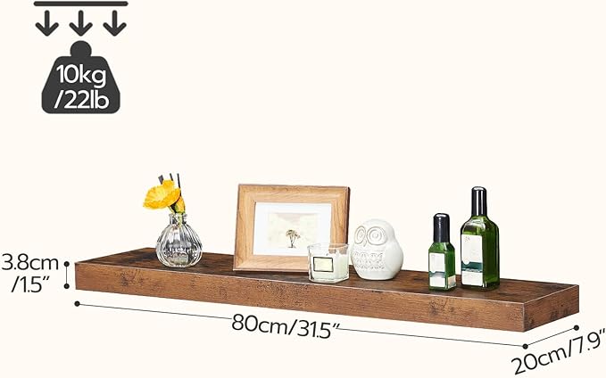 HOOBRO Floating Shelves and C Shaped End Table, Wall Mounted Shelf Set of 2, Tempered Glass Snack Side Table with Metal Frame