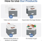FinishingBo 6-Pack Storage Cubes with Handles & Label Holders Basket, Closet Cube Home Organizer Bins(White/Dark Grey, 13 x 1