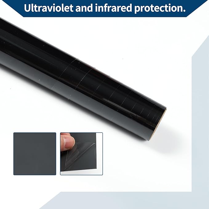 Car Window Tint Film Window Privacy Film Car Carbon 2 PLY PET 24.61 ft x 23.62 Inch 1 Pc Black VLT 34% IRR 45% UVR 93%