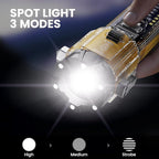 Car Flashlight Emergency Kit, 3000LM Flashlight with Window Breaker & Seatbelt Cutter, Multifunctional Safety Hammer for Vehi