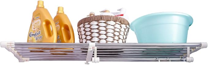 Hershii Closet Tension Shelf Expandable Telescopic Rod Heavy Duty Clothes Hanging Rail Adjustable DIY Storage Organizer Shoe 