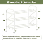 3-Tier Shoe Rack for Closet, 16"-32" Expandable ShoeRackAdjustable for Entryway Closet Doorway SturdyMetal, White