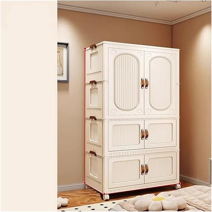 Portable Foldable Wardrobe Closet for Apartments, 3 Cabinets, Sturdy Design, Easy Assembly, Ideal for Bedroom, Bay Window, Cl