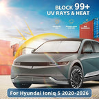 Windshield Sun Shade for Hyundai Ioniq 5 2020-2024 2025 2026 -Front Window Shade Custom Fit Ioniq 5 Accessories Sun Visor Foldable Shade Blocks UV Rays Summer Must Have Car Accessories