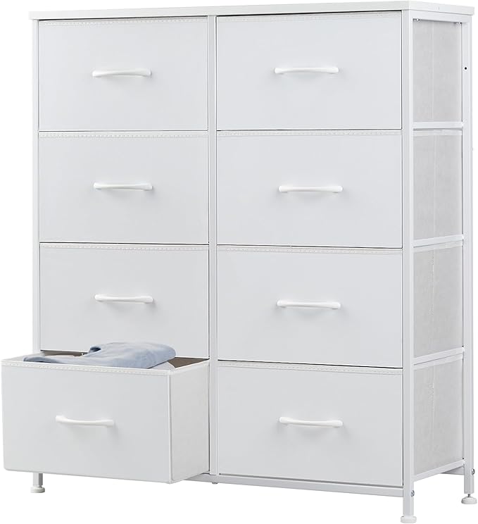 DUMOS Dresser for Bedroom with 8 Fabric Drawers, Tall Chest Organizer Units for Clothing, Closet, Kidsroom, Storage Tower wit