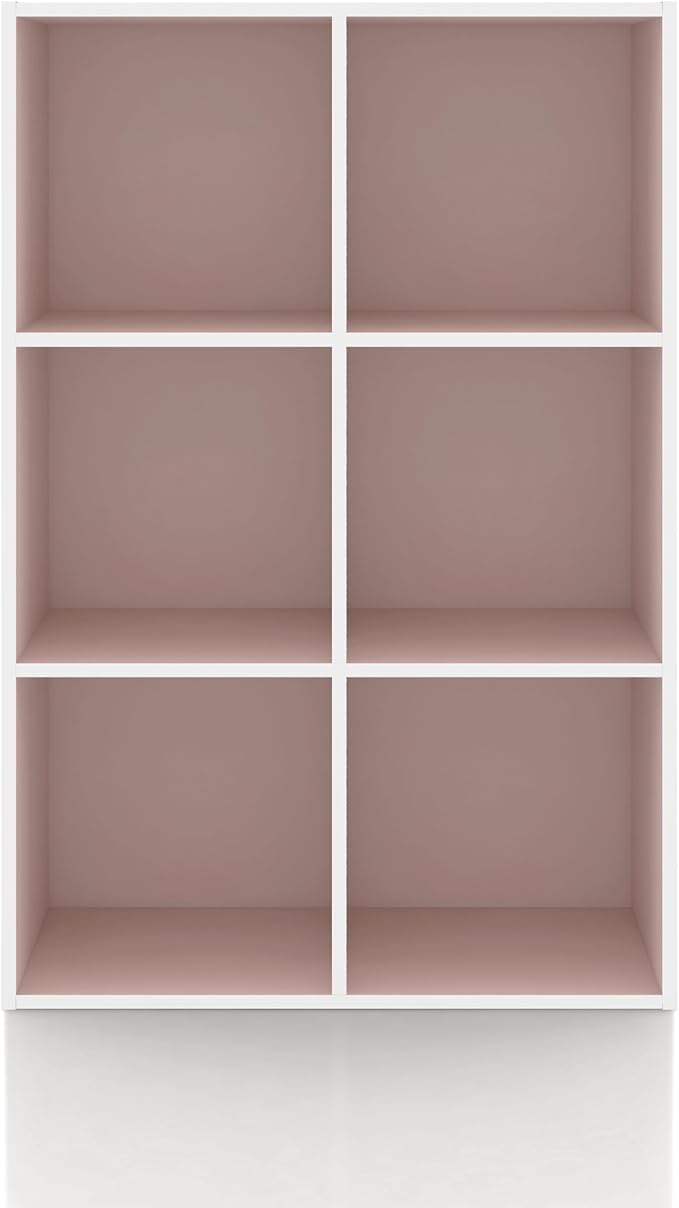 Homes: Inside + Out Apexa 6-Cube Storage Organizer Shelves, Stackable Wood Bookcase Fits Cubby Bins for Organization, Dorm Te