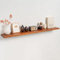 55 Inch Solid Wood Floating Shelf - 100% Solid Teak Wood Wall Shelf with Invisible Brackets - Waterproof Natural Wood Shelves