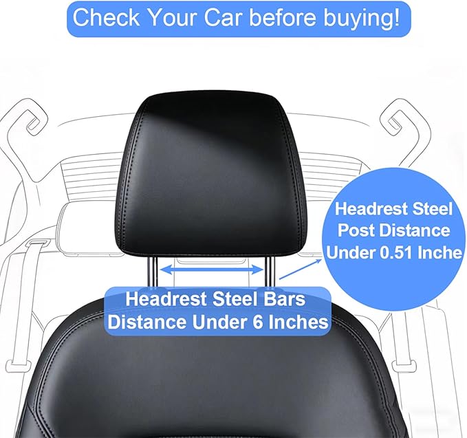 Car Back Seat Tray Table with Stable Metal Arm, Foldable Adjustable Backseat Desk for Rear Passengers, Travel Tray with Phone & Drink Holder for Road Trip, Eating, Working, Laptop & Tablet