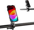 Rcool Universal Bike Phone Mount Holder,with Buckle Mount Base, 360°Rotation Four Corner Fixation for Bicycles Scooter eBike Dirt Road Cruiser Jogging Stroller Torch Light Dash Cam，Silver