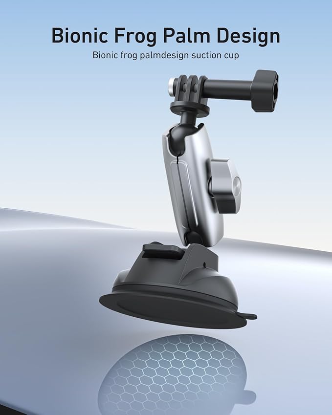 TELESIN Aluminum Suction Cup Car Mount Windshield Window Dashboard Holder with Phone Clip for GoPro Max Mini Hero 13 12 11 10 9 Insta360 X4 X5 DJI Action 4 5pro 6 OSMO 360 Nano iPhone Android AKASO