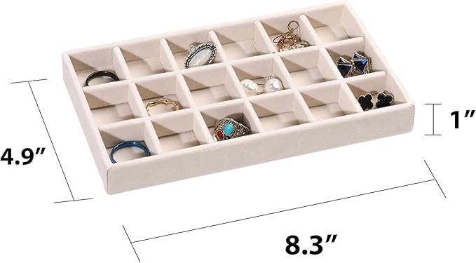 Frebeauty Jewelry Organizer Tray,Stackable Velvet Jewelry Trays,Drawer Inserts Earring Organizer For Women Jewelry Storage Di