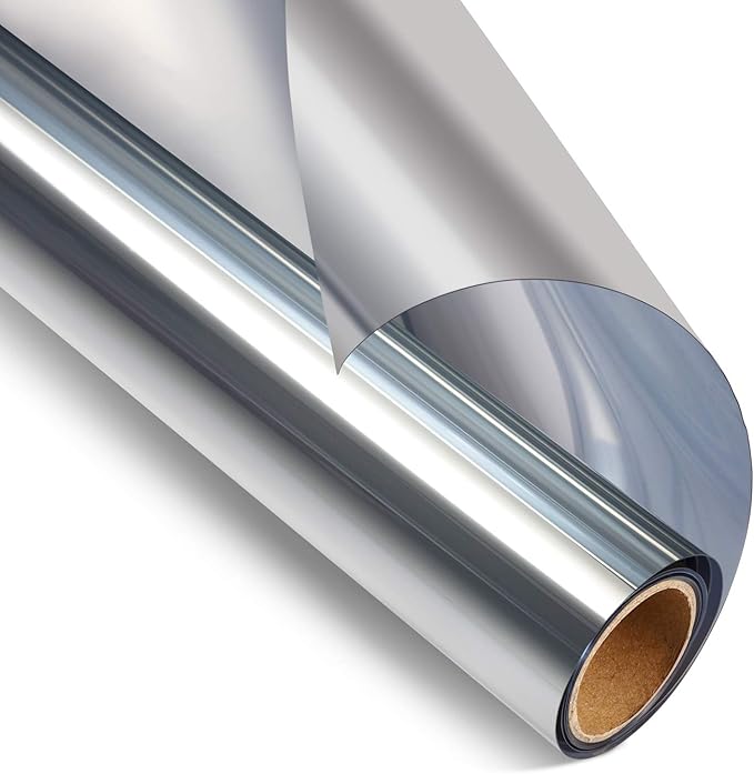 STATINT One Way Window Privacy Film Window Tinting Film Reflective Mirror Glass Cling Heat Control Sun UV Blocking for Home Glass Door, Silver, 35.4 Inch X 32.8 Feet