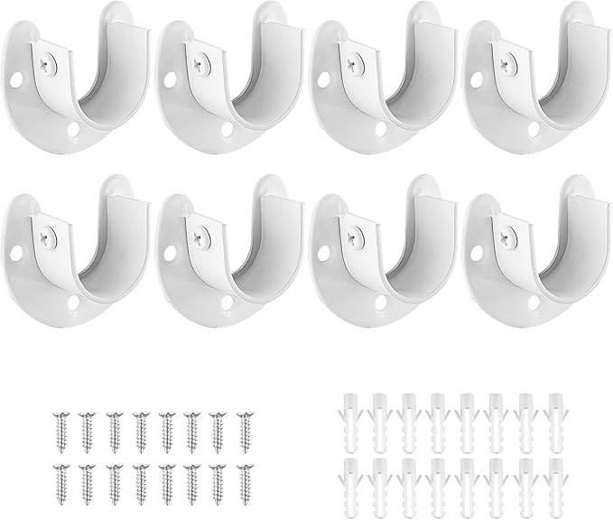 8 Packs Stainless Steel Closet Rod End Supports 1 Inch Wardrobe Bracket Heavy Duty Closet Pole Sockets Flange Rod Holder, U-S