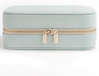 Genuine Leather Travel Jewelry Organizer Case with Mirror for Women, Small Mini Portable Jewelry Box for Ring Earrings Neckla