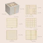 Jewelry Box with Glass Lid, 5-Layer Jewelry Organizer for Women Girls, PU Leather Display Case with 20-Grid Earring Tray & Mo