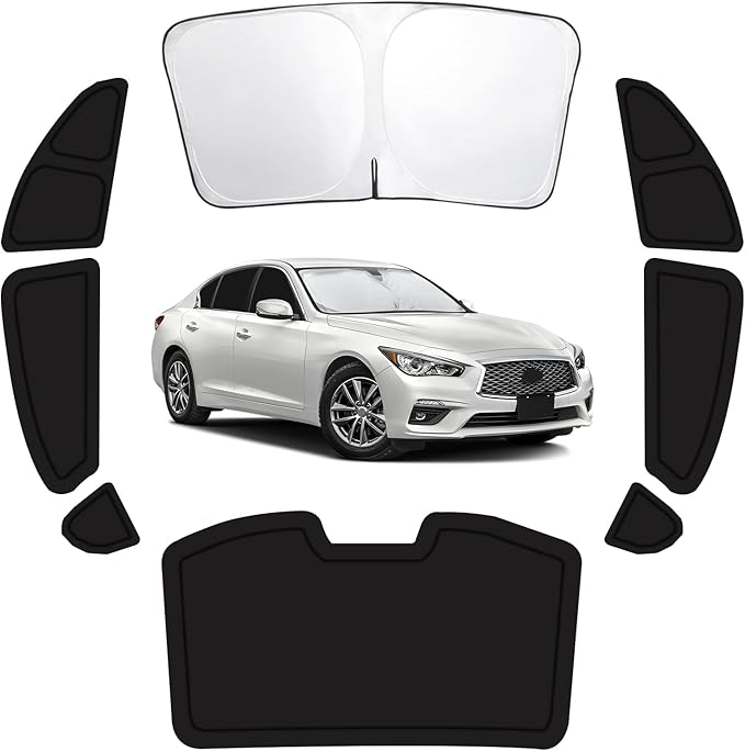 8PCS Car Window Shades for Infiniti Q50L 2014-2024, Window Covers for Q50L Windshield Side Rear Windows, Full Set Privacy Protection Car Sunshade with UV Blocking for Camping Napping