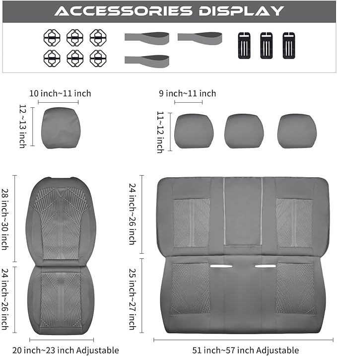 CAR PASS Waterproof Car seat Covers Full Sets Neoprene Wetsuit, All-Weather Non-Slip Durable, Universal Fit for SUV Sedans Tr