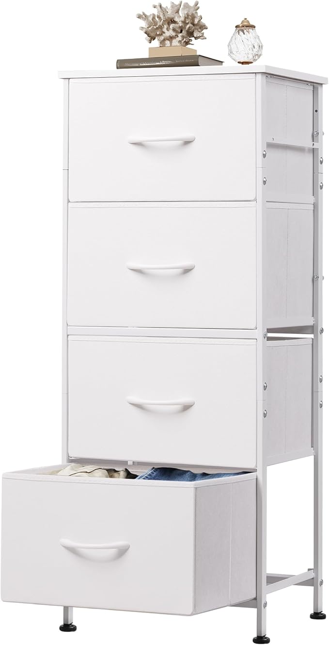 WLIVE Dresser with 4 Drawers, Storage Tower, Organizer Unit, Fabric Dresser for Bedroom, Hallway, Entryway, Closets, Sturdy S
