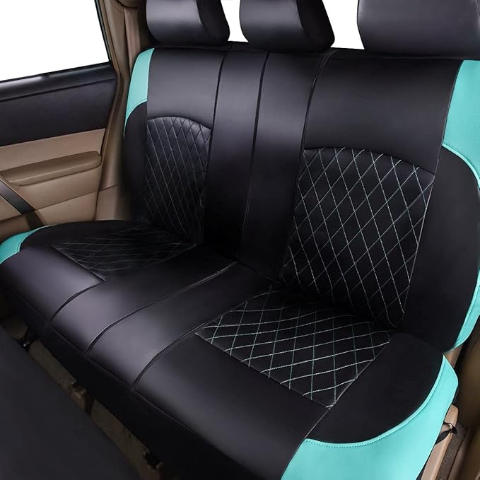 Universal Deluxe Pu Luxury Vinyl Faux Leather Car Seat Covers Full Set, Airbag Compatible, Breathable, Fit for Cars, Trucks, 