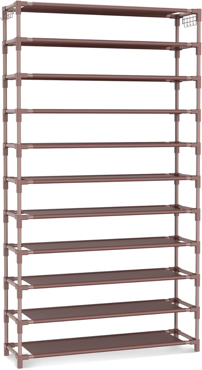 VILICK 11 Tiers Tall Wide Shoe Rack 55 Pairs Large Capacity Sturdy Durable Shoe Rack for Closet Metal Shoe Organizer Shelf wi