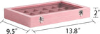 Frebeauty Velvet Jewelry Tray,24 Grid Jewelry Organizer with Clear Lid,Earring Holder Organizer with Clasp,Drawer Insert Ring