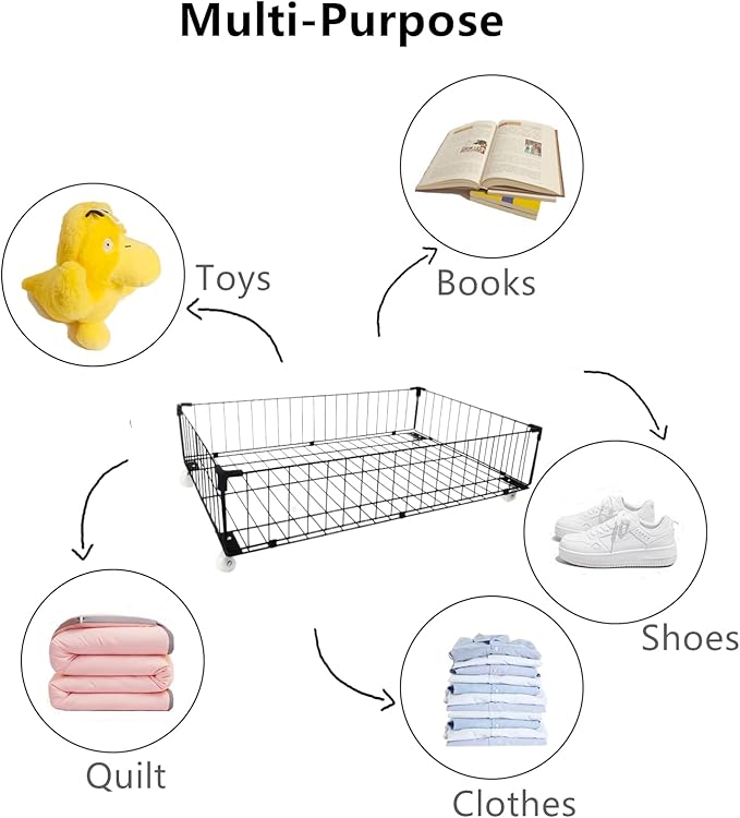 4 Pack Larger Under Bed Storage With Wheels,Rolling Under Bed Drawer,Under Bed Shoes Storage,Open Design, Large capacity,Suit