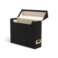 SMEAD Flip Top File Box, 10" x 3.7" x 13", Black Natural Linen, Gold Metal Nameplate (70233)