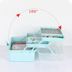 BTSKY 3-Layer Plastic Dividing Storage Box Craft Organizer and Storage with Adjustable Spacers Portable Handled Art Supply Or