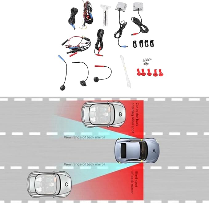 Tyenaza 12V Universal Blind Spot Detection Monitoring System Kit BSD Sensor Motorcycle BSD Blind Spot Detection System