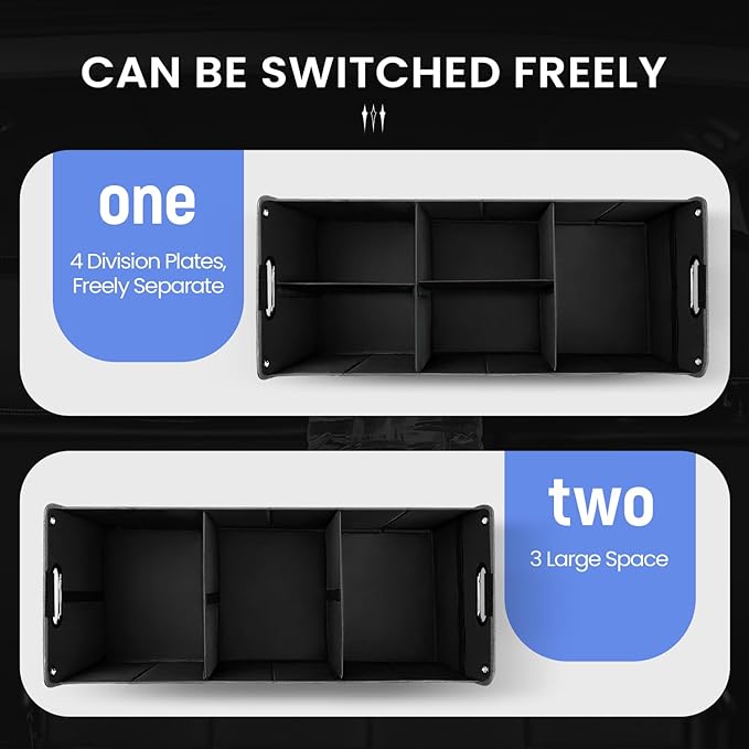 Car Trunk Organizer, Car Storage Organizer, Collapsible Multi Compartment for Car, Suv, Sedan, Truck, 100L, Extra Larger