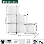 Cube Storage Organizer, 6-Cube Shelves Unit with Doors, DIY Stackable Plastic Clothes Organizer for Bedroom and Under Stairs 
