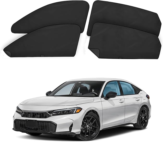 ZATOOTO Car Window Shades for Civic 2017-2024,4 Pcs Magnetic Car Window Covers - 100% Block Light Privacy Curtains, Side Window Sun Shade for Baby Breastfeeding, Sleeping, Camping